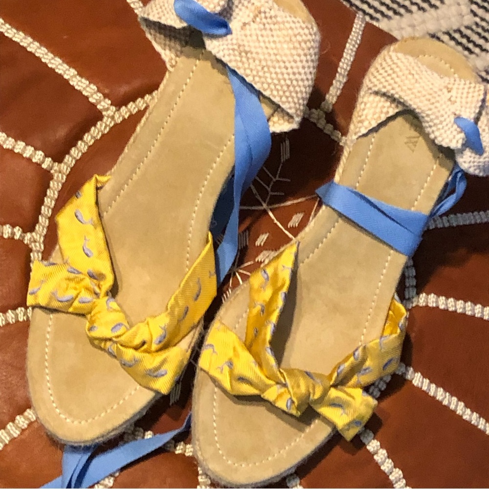 J Crew Ankle-wrap Wedge Espadrille - Size 11
